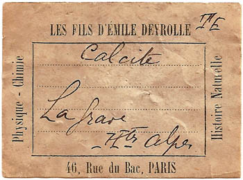 label: Calcite from Les fils d'Émile Deyrolle