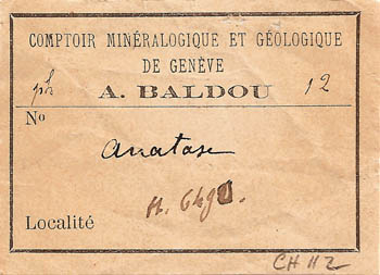 label: Anatase from A. Baldou (Genève)